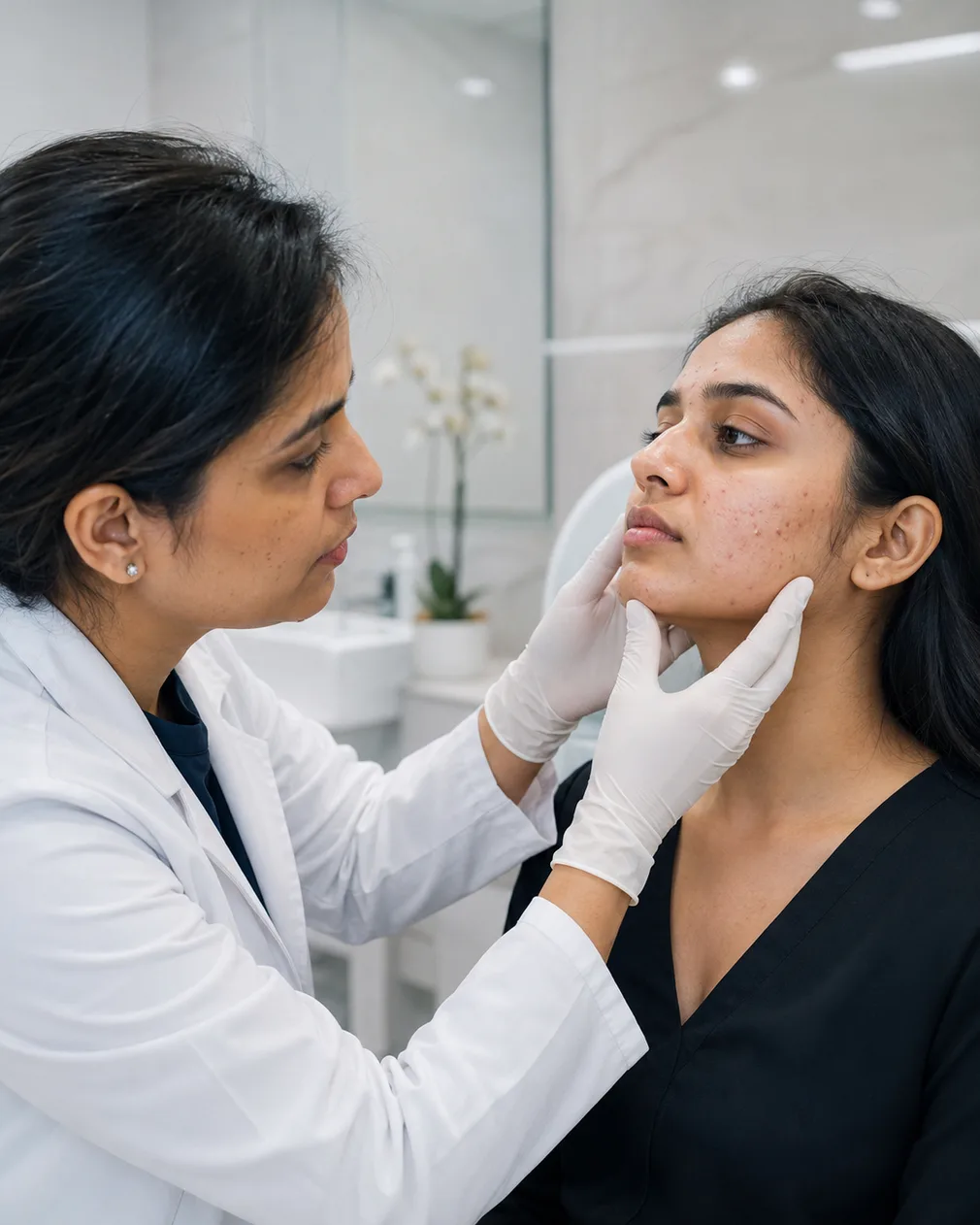 Dermatology consultation for acne management