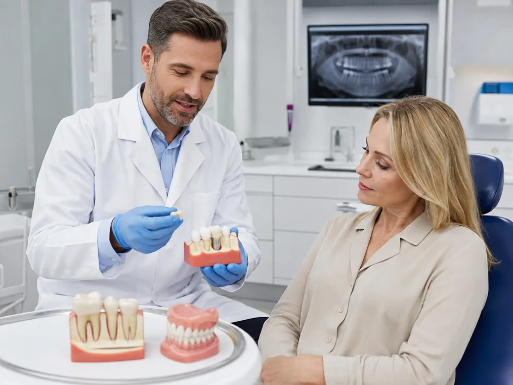 Dental restoration consultation for crowns bridges and dentures