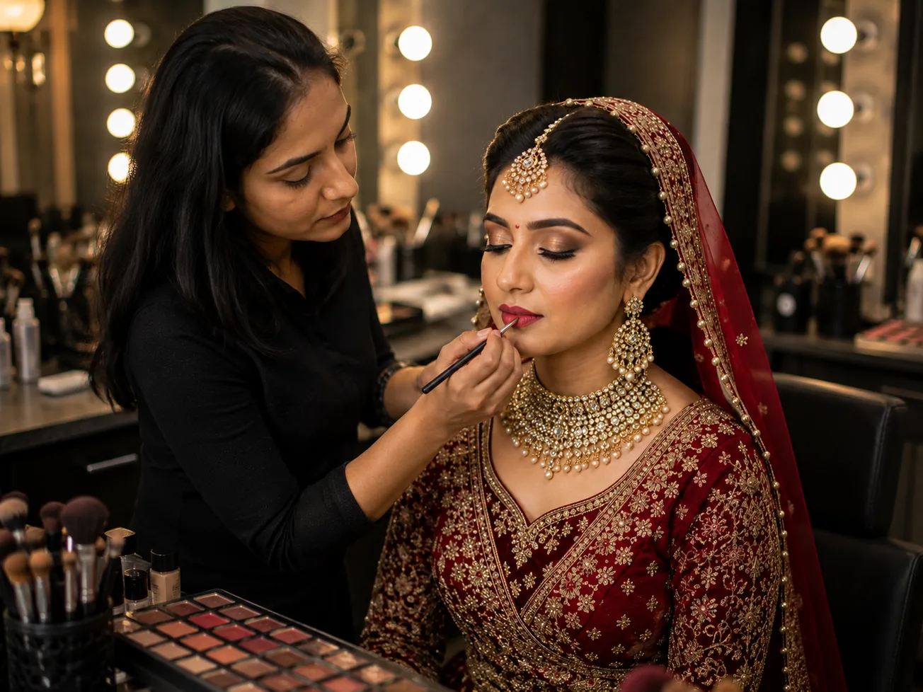 Bridal makeup at Reya salon