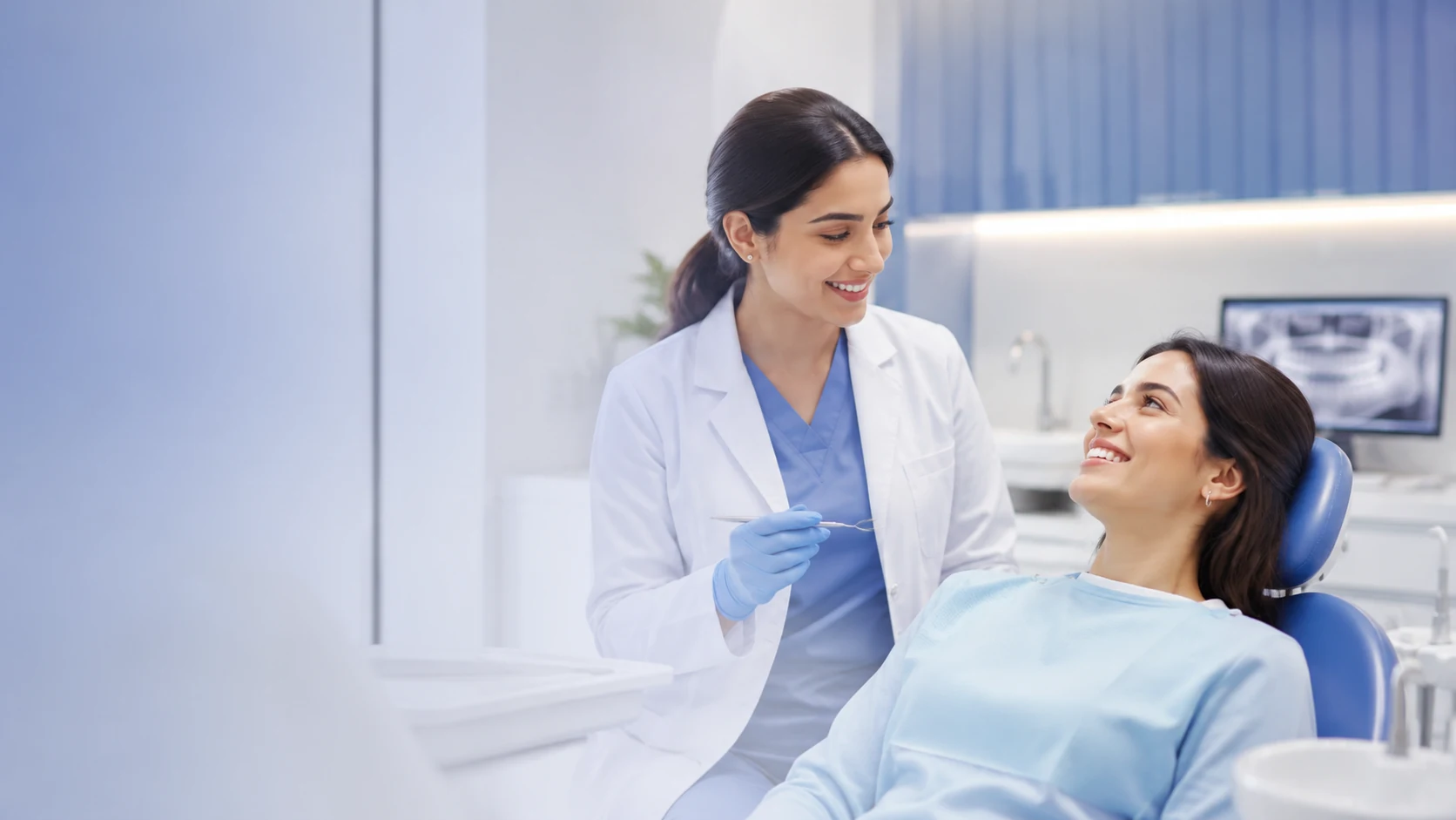 Dentist and patient during a friendly smile care consultation